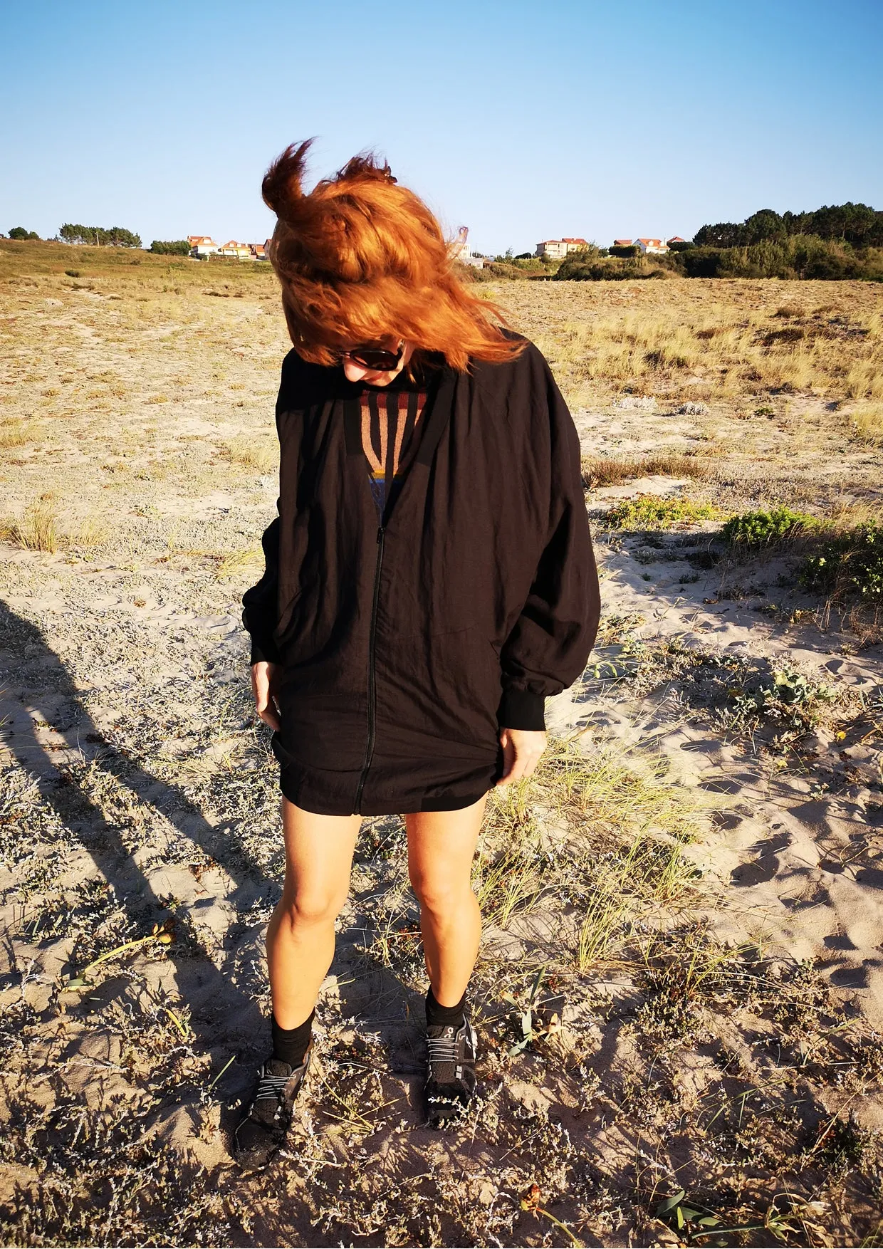VINTAGE PILOT JACKET V NECK - LINEN black