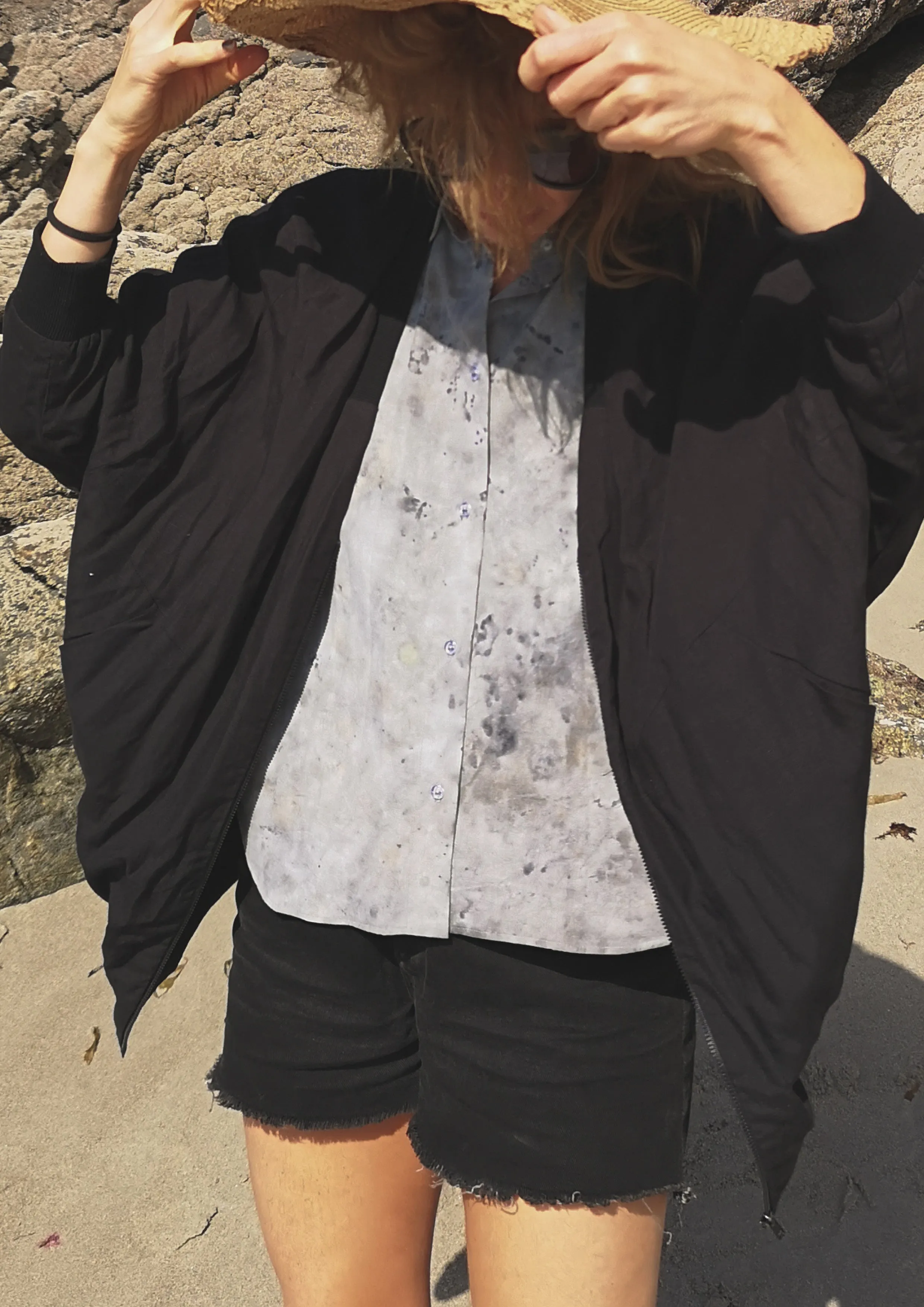 VINTAGE PILOT JACKET V NECK - LINEN black