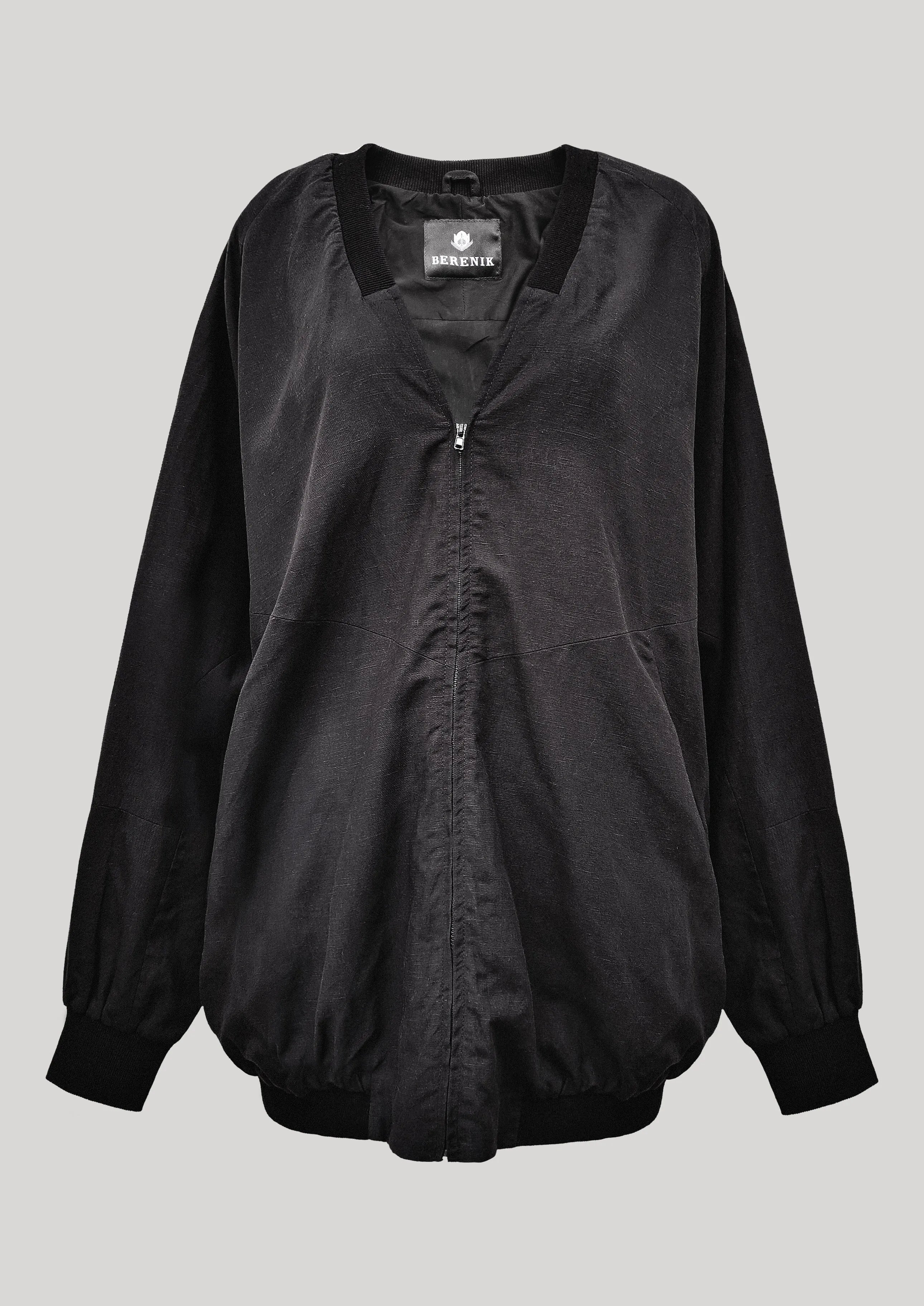 VINTAGE PILOT JACKET V NECK - LINEN black
