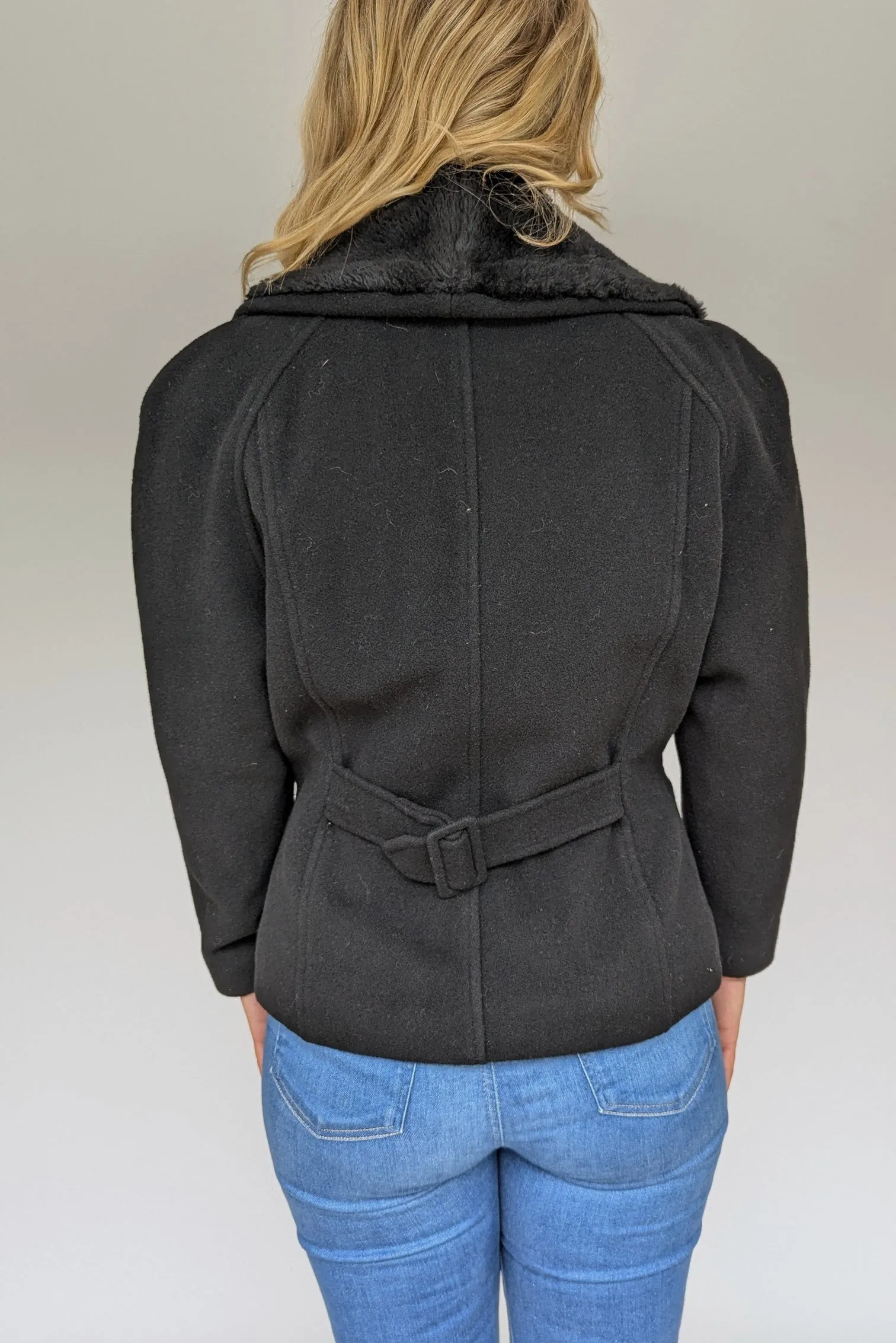 Vintage Wool Faux Fur Tailored Jacket