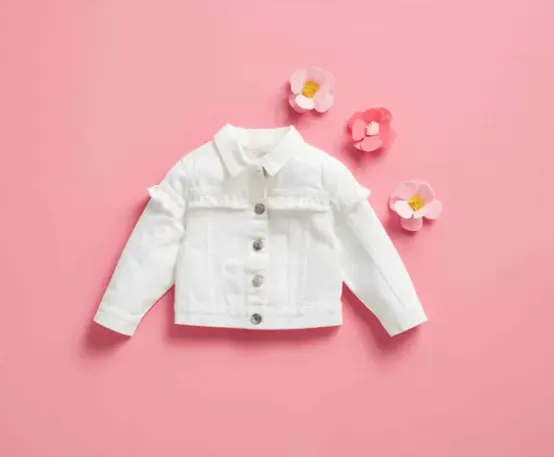 White Ruffled Denim Toddler Jacket